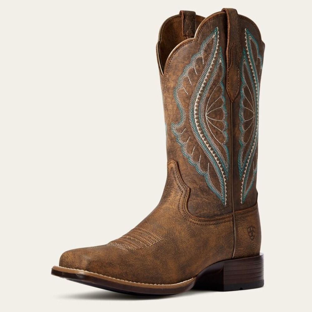 NEW Ariat PrimeTime Womens Western Boots Tack Room Brown Leather Size 9 B - Picture 1 of 14